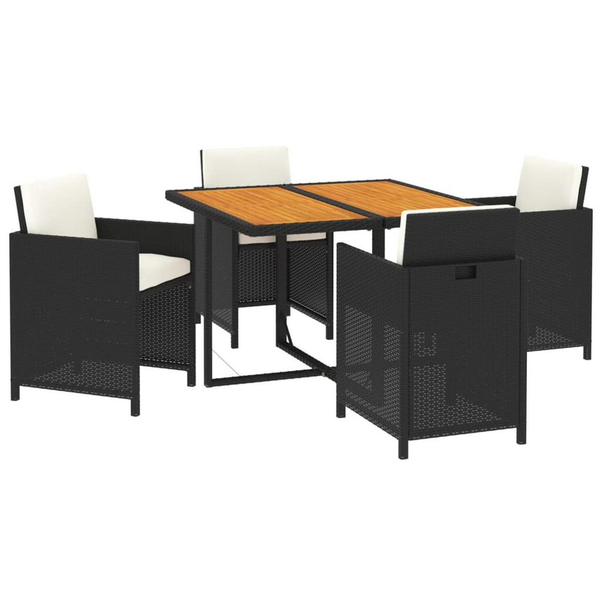 GARTEN-ESSGRUPPE 5-teilig Mit Kissen Poly Rattan Schwarz - Schwarz, Kunststoff - vidaXL