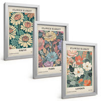 BILDER SET 3er Set - 20x30 cm Silberner Rahmen - Blumenposter Tokio Paris London - Silberfarben, Kunststoff (20/30cm) - TULUP