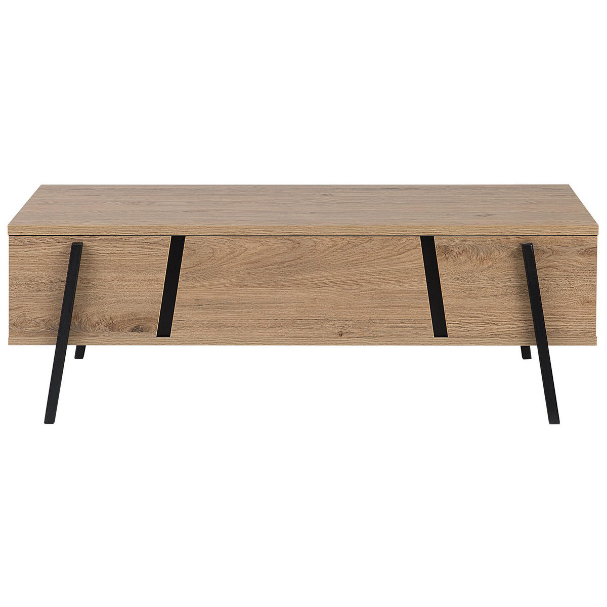 COUCHTISCH heller Holzfarbton/schwarz rechteckig Blackpool - Hellbraun/Schwarz, Holzwerkstoff (59/107/37cm) - Beliani