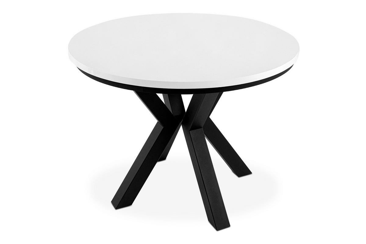 ESSTISCH ROSTEL Ausziehbar 100-140cm Rund, weiß - Schwarz/Weiß, Holz (100/140/75cm) - KONSIMO®