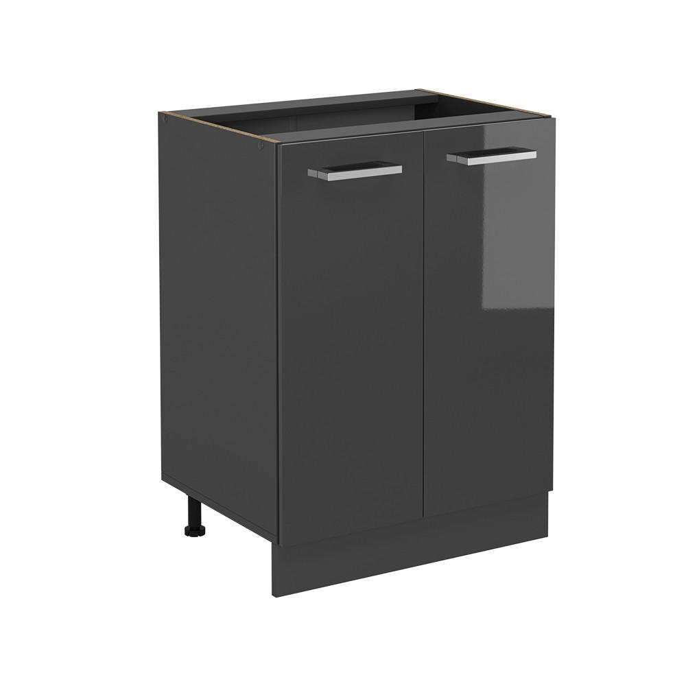 SPODNÍ SKŘÍŇKA KUCHYŇSKÉ LINKY R-Line Antracitový vysoký lesk - antracitová/vysoce lesklá černá, kompozitní dřevo (60/81.6/46cm) - Vicco