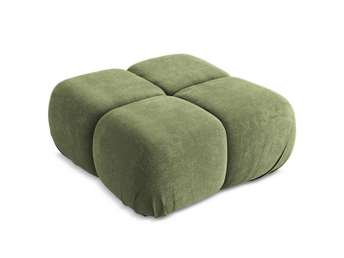 POUF Chenille Stoff Grün - Schwarz/Grau, Kunststoff/Textil (95/41/95cm) - Makamii