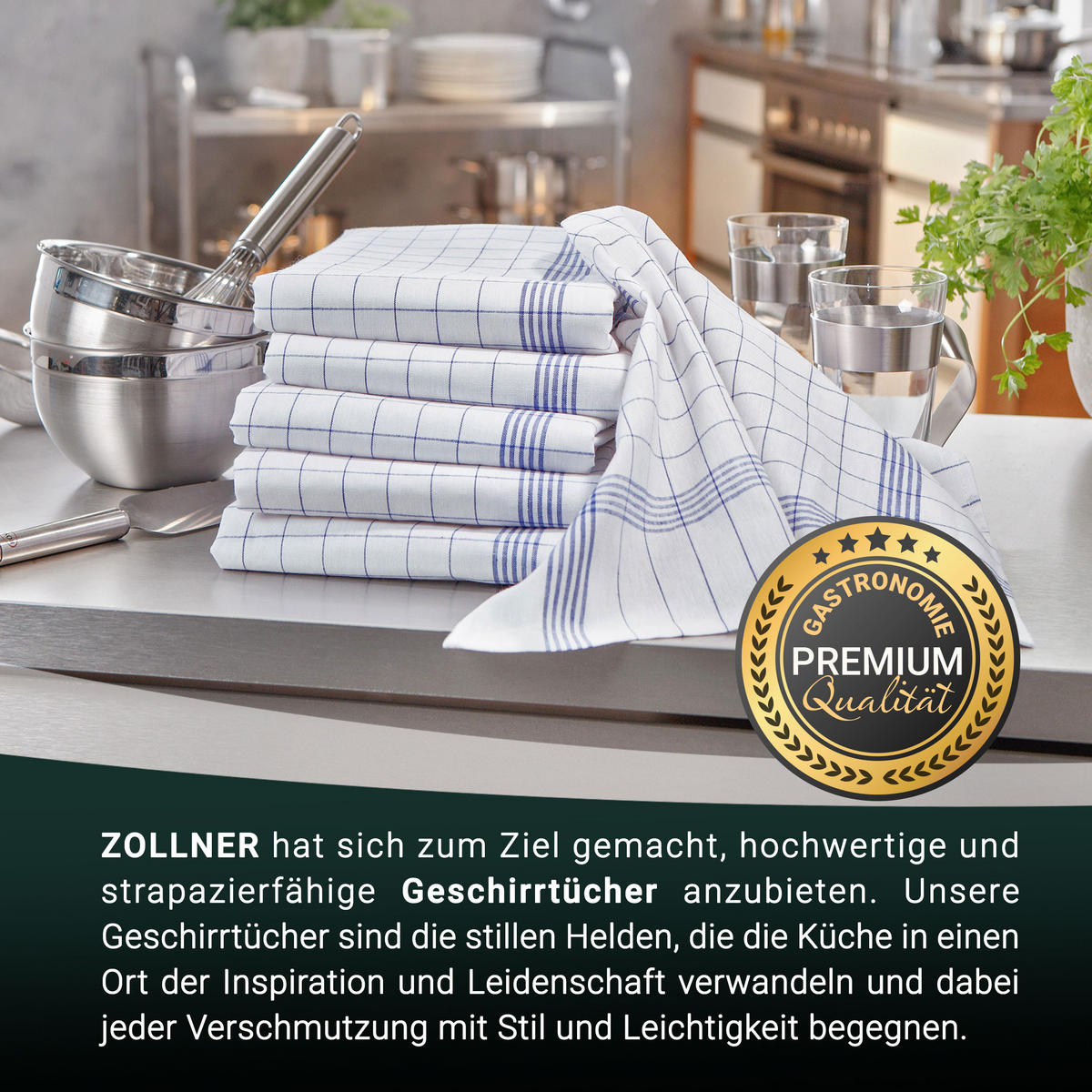 GESCHIRRTÜCHER, 10er-Set, 50x70 cm, 100% Baumwolle, Blau - Blau, Textil (50/70cm) - Zollner