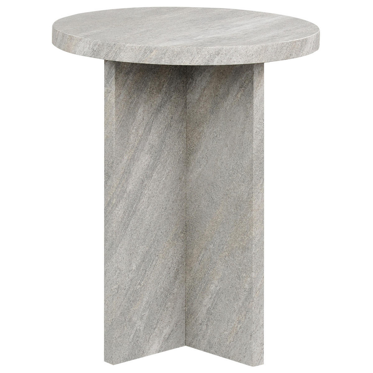 BEISTELLTISCH grau Steinoptik rund 42 cm Stanton - Grau, Holzwerkstoff (42/42/55cm) - Beliani
