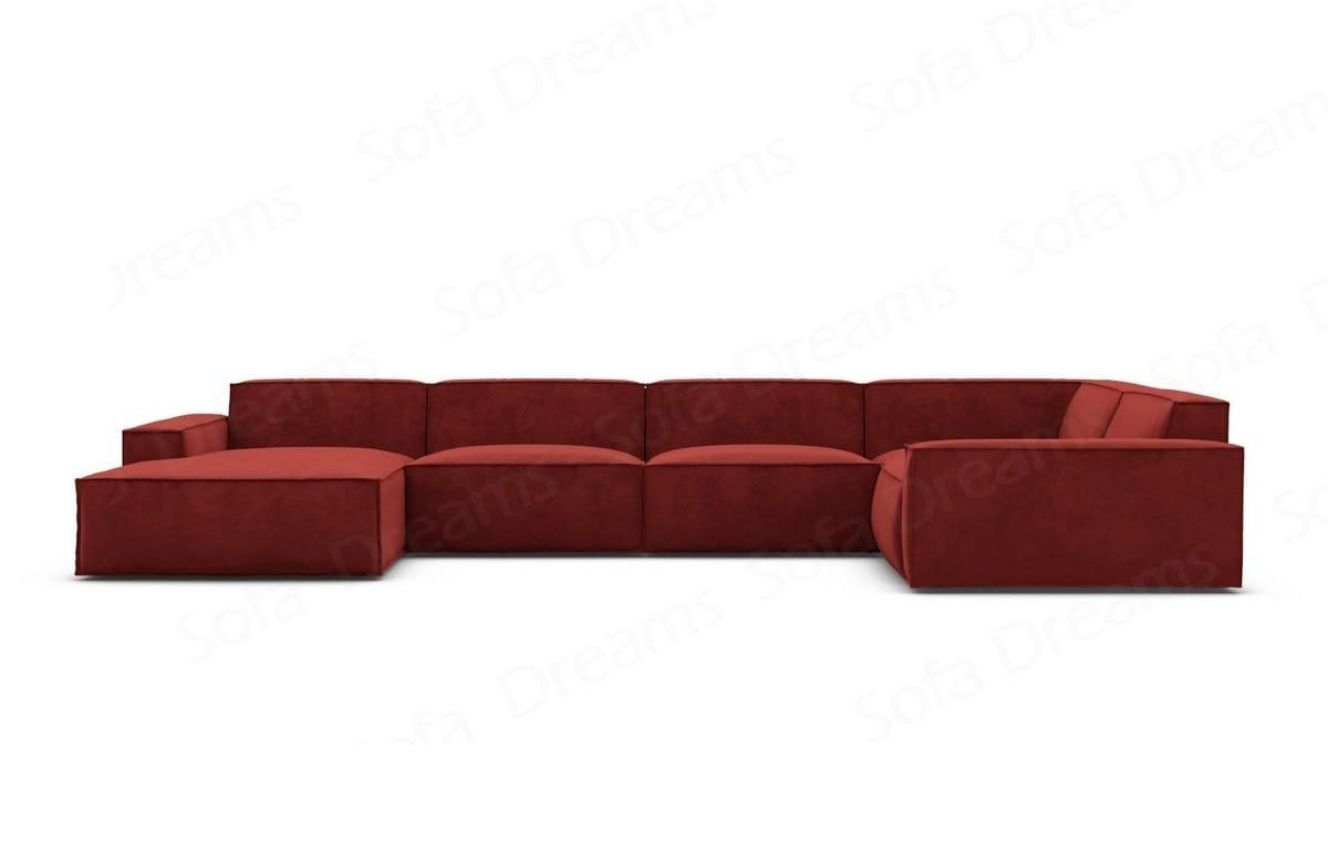 WOHNLANDSCHAFT Beluga Rot Samtstoff - Rot, Kunststoff (313/73/181cm)