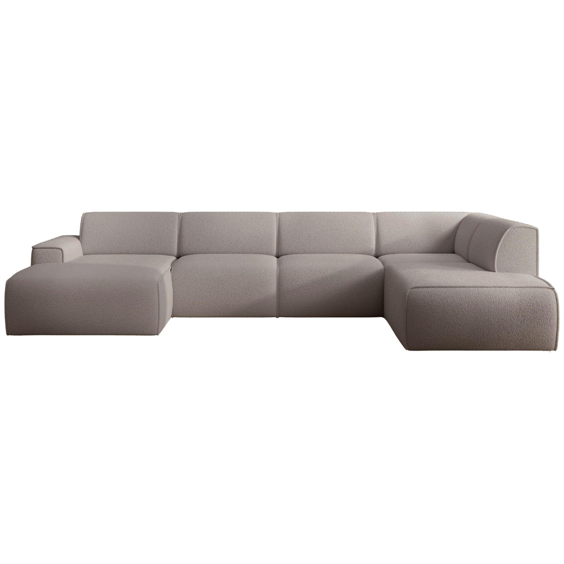 WOHNLANDSCHAFT Bouvi Graubraun rechts - Graubraun/Schwarz, Kunststoff/Textil (220/378cm) - Selsey