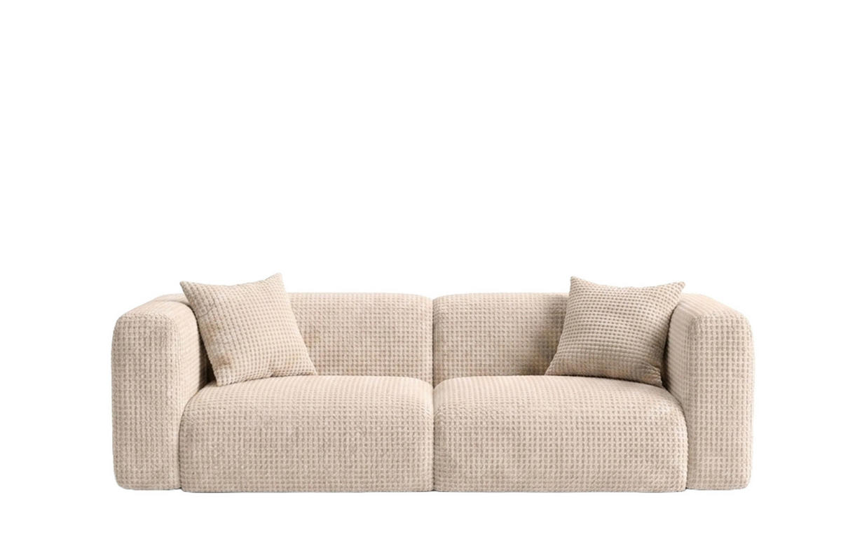 SOFA 2-Sitzer, Chenille-Stoff Cremona, Creme, GRETA - Creme, Holz (228/70/89cm) - Kaiser Möbel