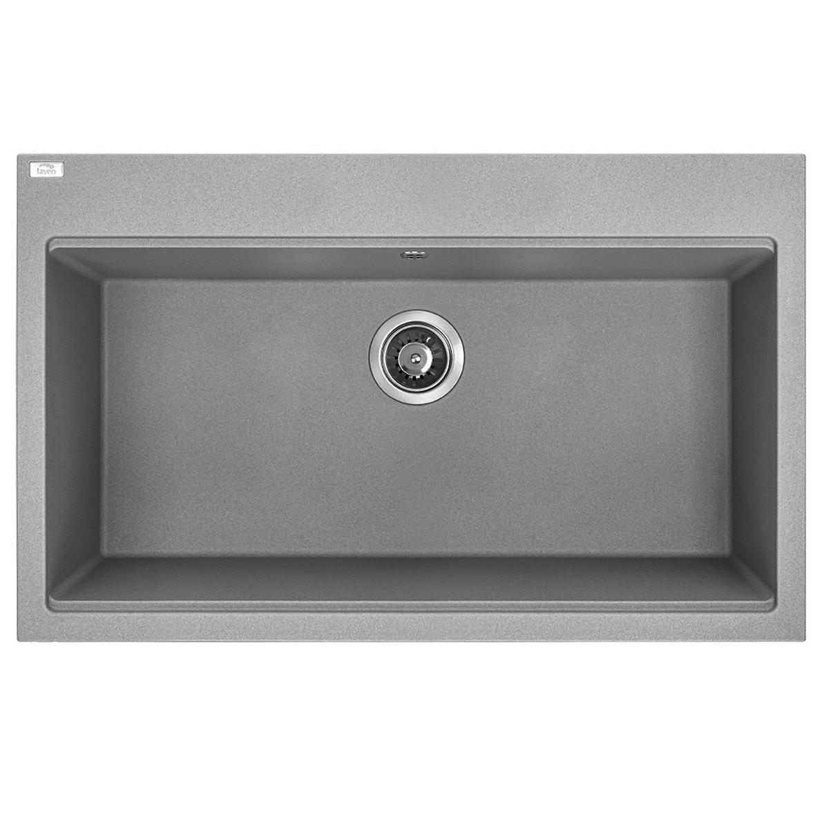 EINBAUSPÜLE TAU Grau, Einzelbecken, 50/80/21,5 cm - Grau, Stein (50/21.5/80cm) - bad land