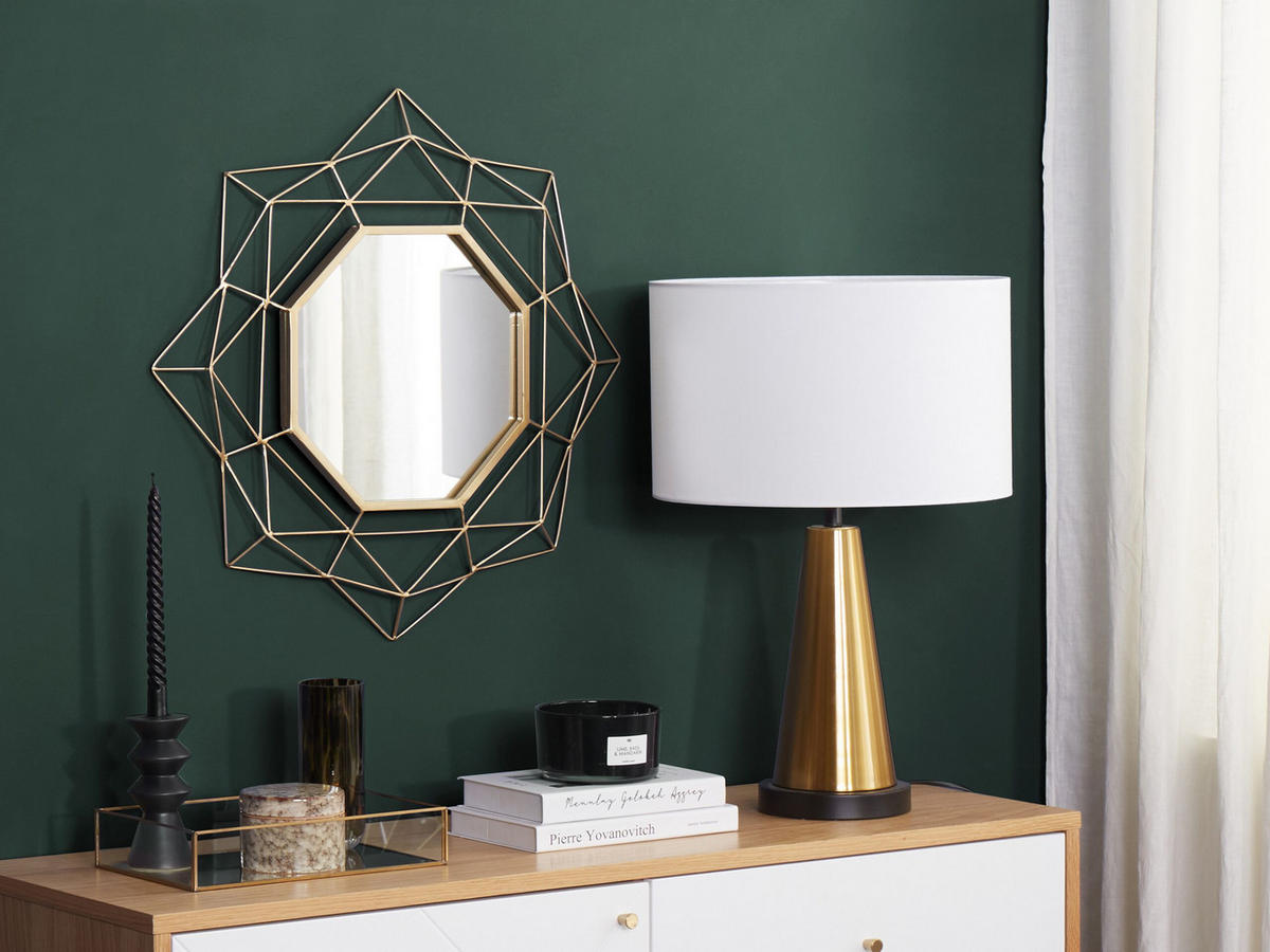 WANDSPIEGEL gold Sternenoptik 60 cm Hillion - Goldfarben, Metall (60/60/4cm) - Beliani