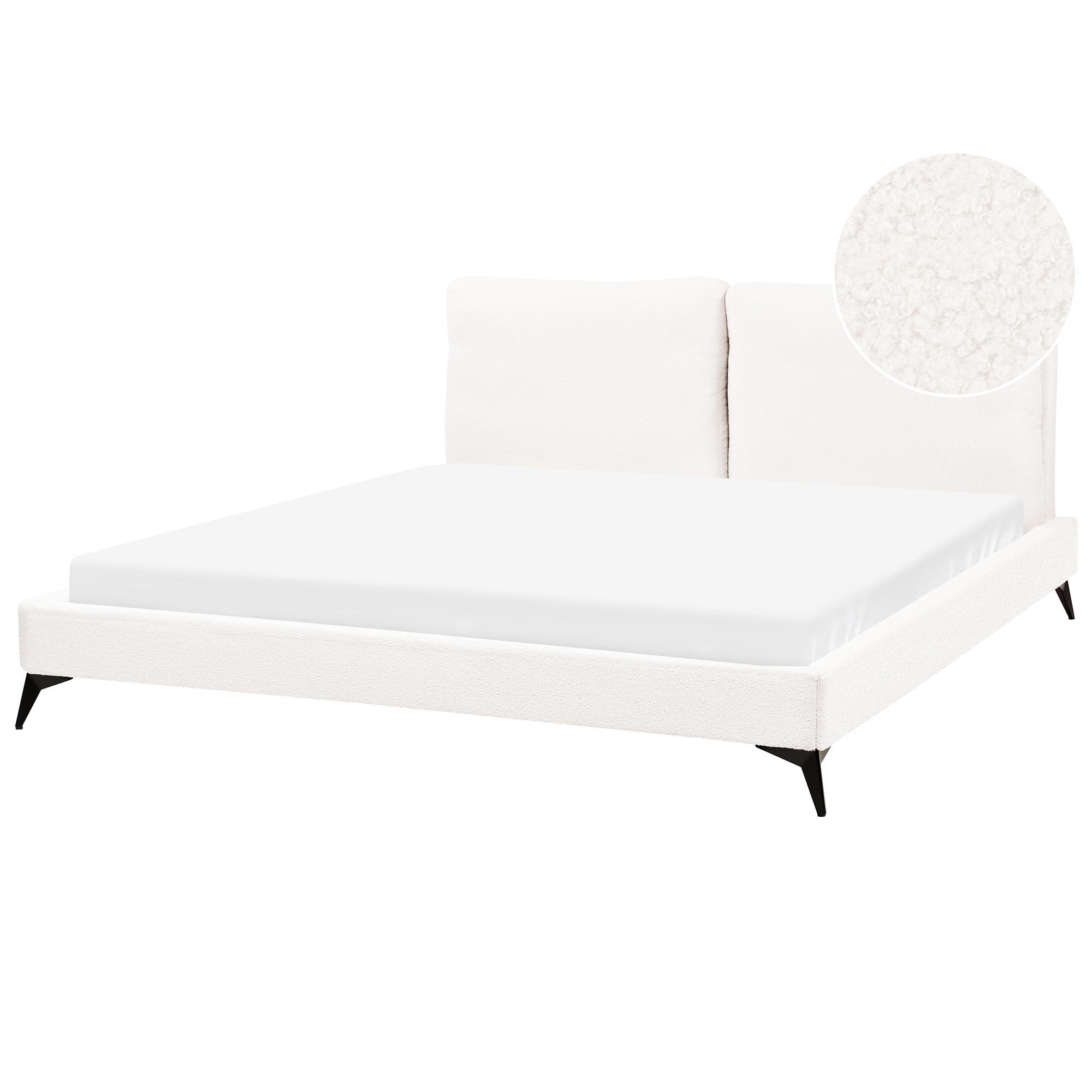 POLSTERBETT mit Lattenrost 180x200 cm Weiß Melle - Creme, Textil (180/200cm) - Beliani