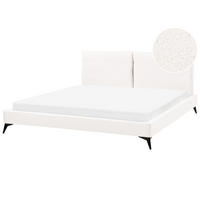 POLSTERBETT mit Lattenrost 180x200 cm Weiß Melle - Creme, Textil (180/200cm) - Beliani
