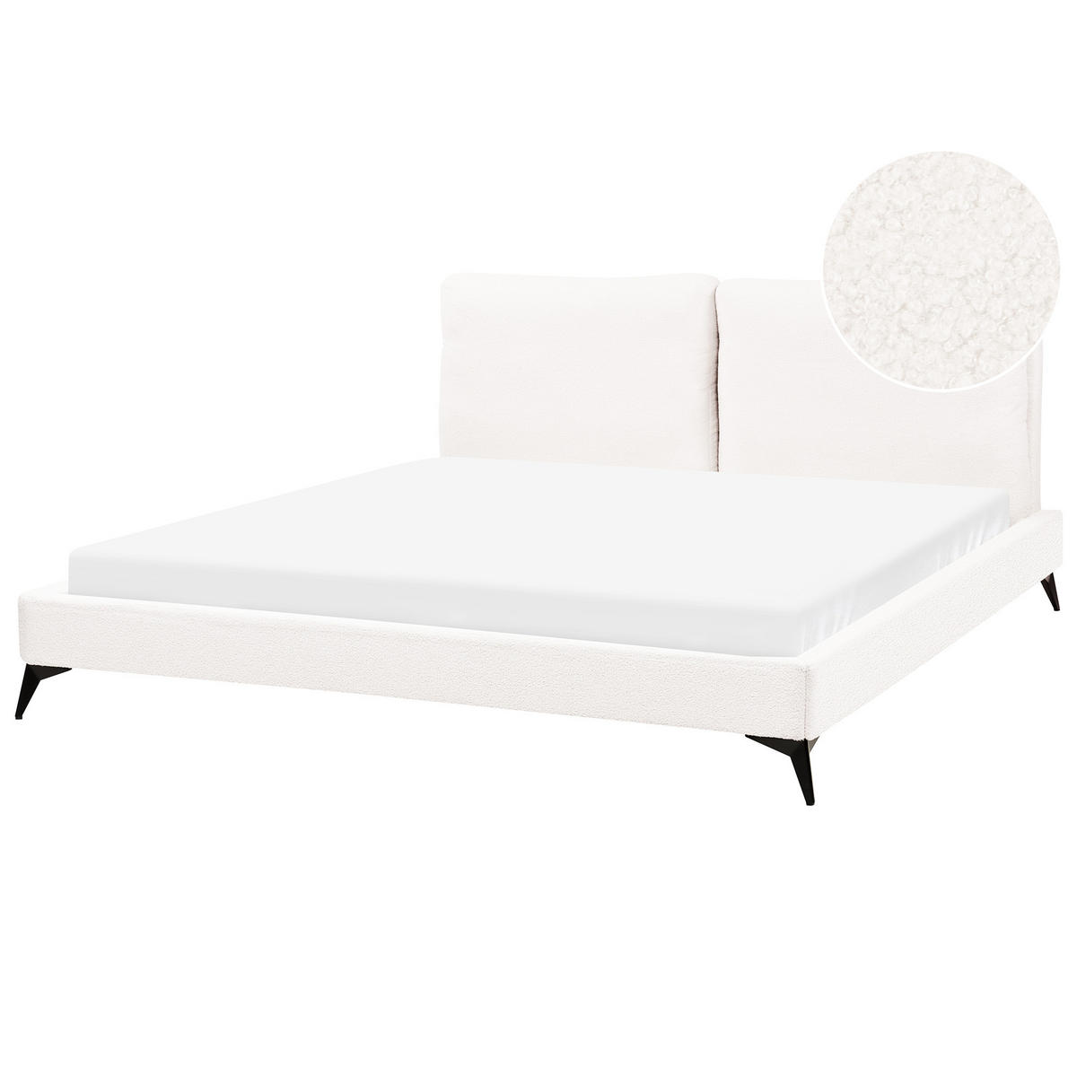 POLSTERBETT mit Lattenrost 180x200 cm Weiß Melle - Creme, Textil (180/200cm) - Beliani