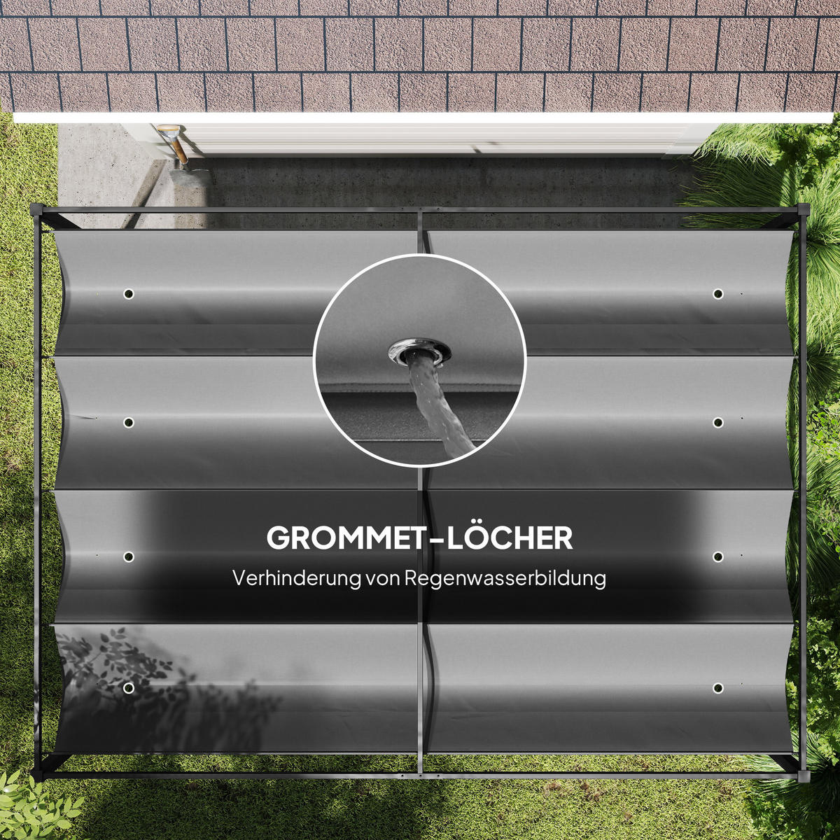 PERGOLA, Robuster Sonnenschutz für Garten, Balkon, Terrasse, aus Metall und Kunststoff, UV- und wasserabweisend, Dunkelgrau - Dunkelgrau, Metall (400/222/300cm)