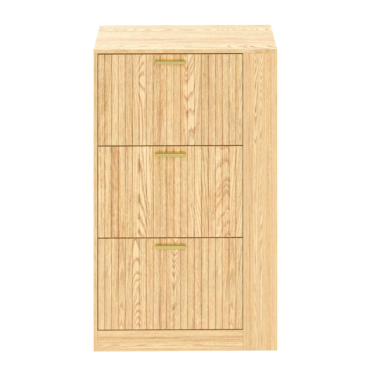 SCHUHSCHRANK 70/23,5/115 cm natur aus MDF mit 3 Türen und Fächern - Naturfarben, Holzwerkstoff (70/115/23.5cm) - OKWISH