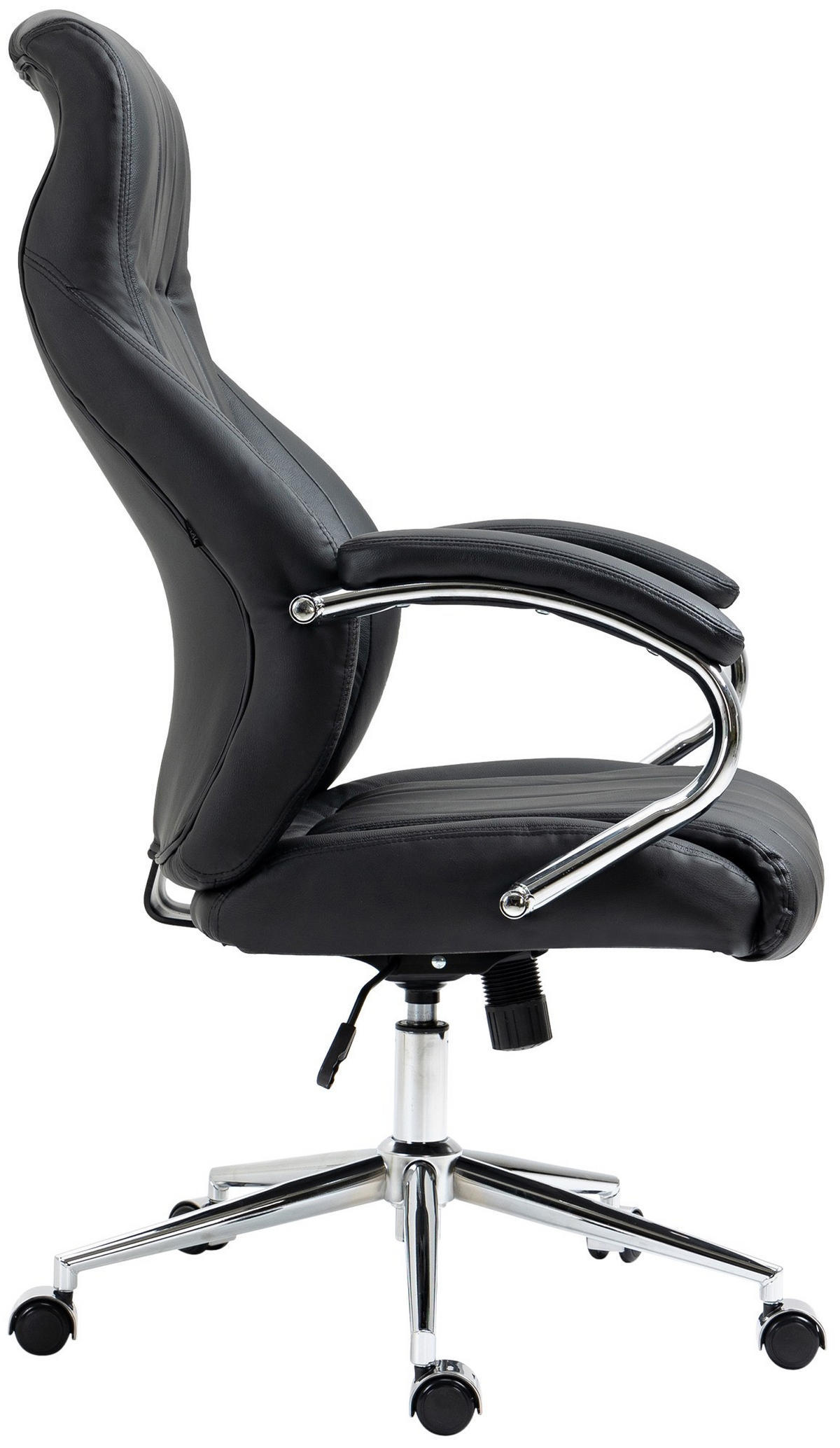 CHEFSESSEL Echtleder schwarz - Chromfarben/Schwarz, Leder/Metall (73/120/76cm) - CLP