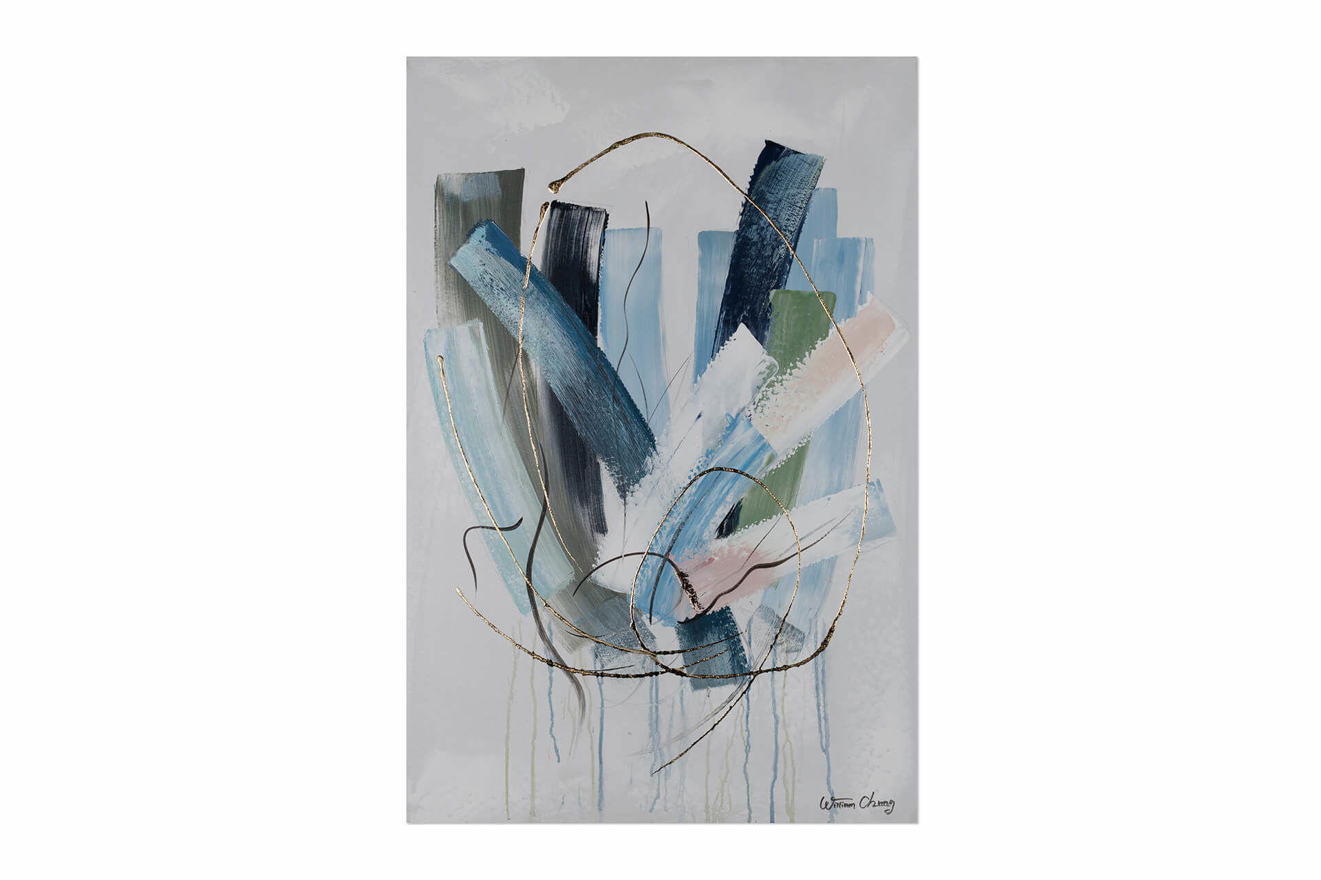 ACRYLBILD HANDGEMALT 60/90 cm - Blau/Grau, Holz/Textil (1.3/90cm) - KUNSTLOFT
