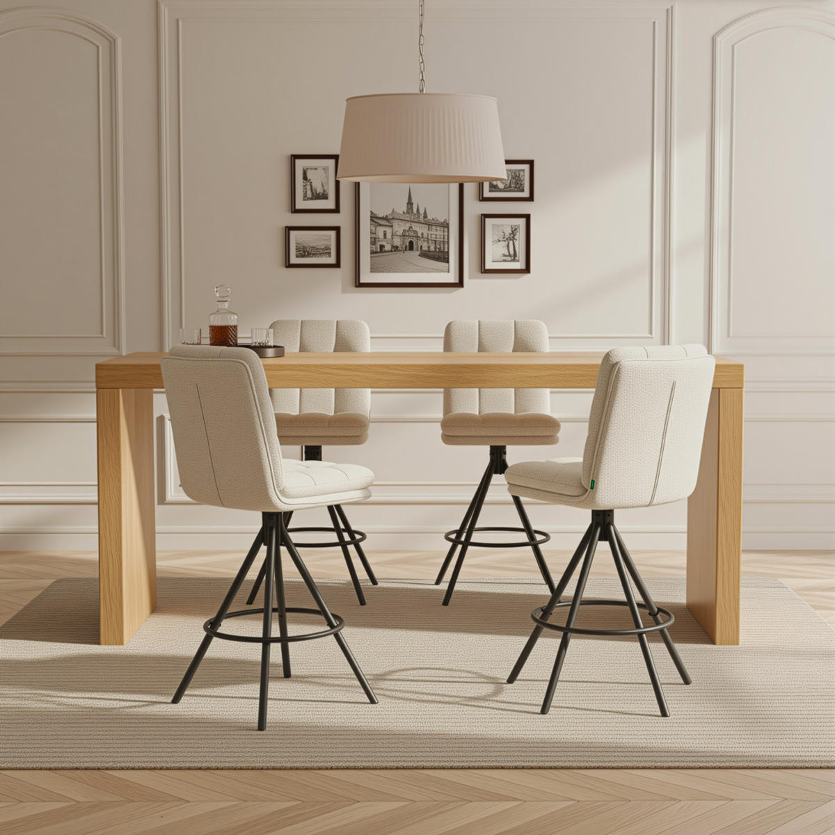 BARHOCKER Tayo - Creme/Schwarz, Textil/Metall (46/106/57cm) - DUBI Möbel
