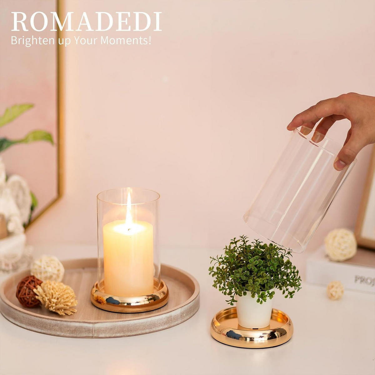 WINDLICHT Glas mit Metallfuß Gold 14 cm - Goldfarben, Glas (13/20/13cm)