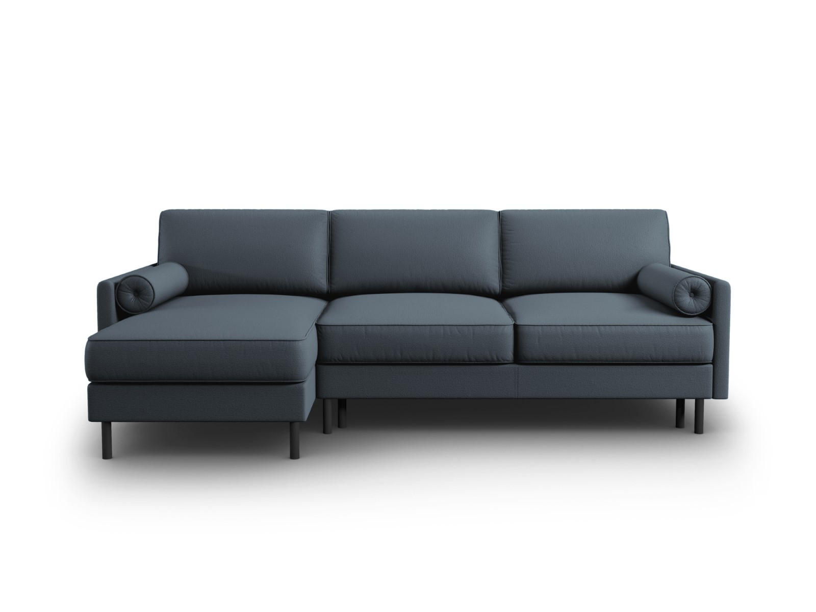 AUSKLAPPBARES-ECKSOFA links mit Container Scott aus strukturiertem Stoff blau 5 Sitzplätze - Blau, Textil (142/212cm) - Micadoni
