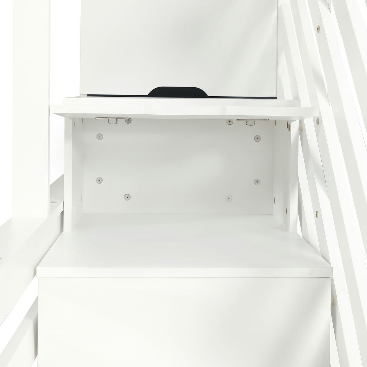 ETAGENBETT 90/200 cm & 140/200 cm in Weiß Kinderbett mit 2 Schubladen, Treppenschrank und Sicherheitsgeländer - Weiß, Holzwerkstoff (140/200cm) - STILVORA