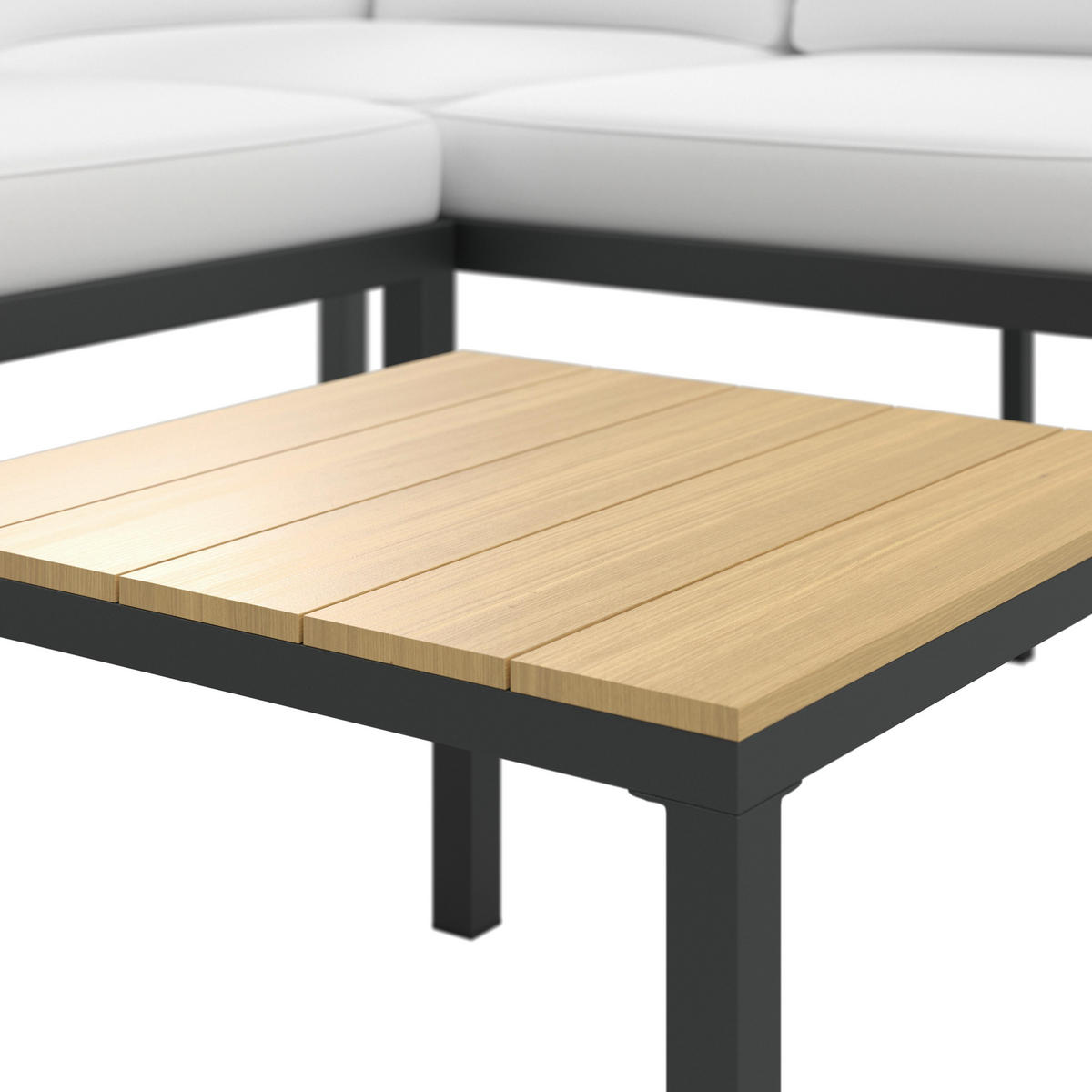 LOUNGEGARNITURSET Arianna Weiß Outdoorstoff/Metall +Abdeckung - Creme, Metall - Bessagi Garden