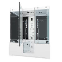 BADEWANNE mit Tür Dusche K88-SW-TH-C-EC-EA - Schwarz, Glas/Kunststoff (100/228/180cm) - AcquaVapore by Sandra Jentho