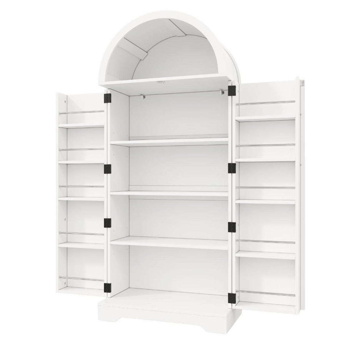 HIGHBOARD Bogenschrank Weiß 165x70x40cm mit Türablagen & offenem Fach Landhausstil - Weiß, Holzwerkstoff (70/165/40cm) - Urban Meuble