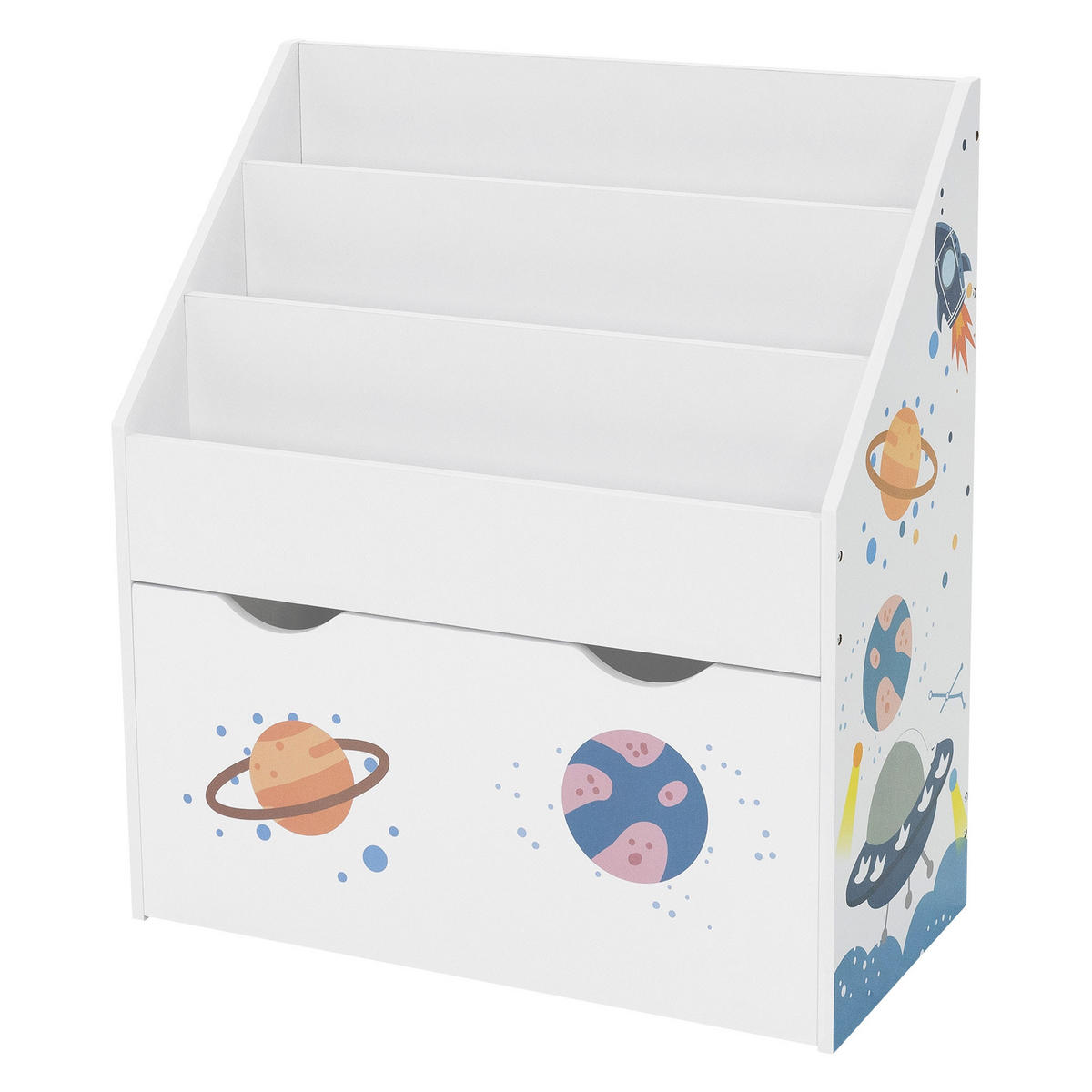 KINDERREGAL 3 Fächer mit Schublade - Weiß, Holzwerkstoff (62.5/70/30cm) - Joyz