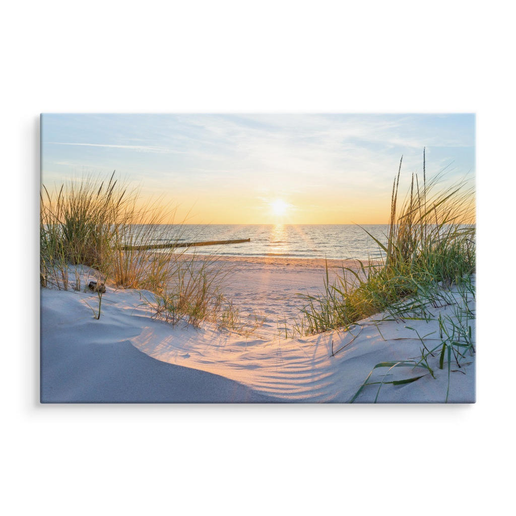 Thumbnail - Muralo Leinwandbild, Beige, Blau, Grau, Grün, Orange, Weiß, Holz, Textil, Wasser/Strand/Meer, Rechteckig, 70x50 cm, Bild...