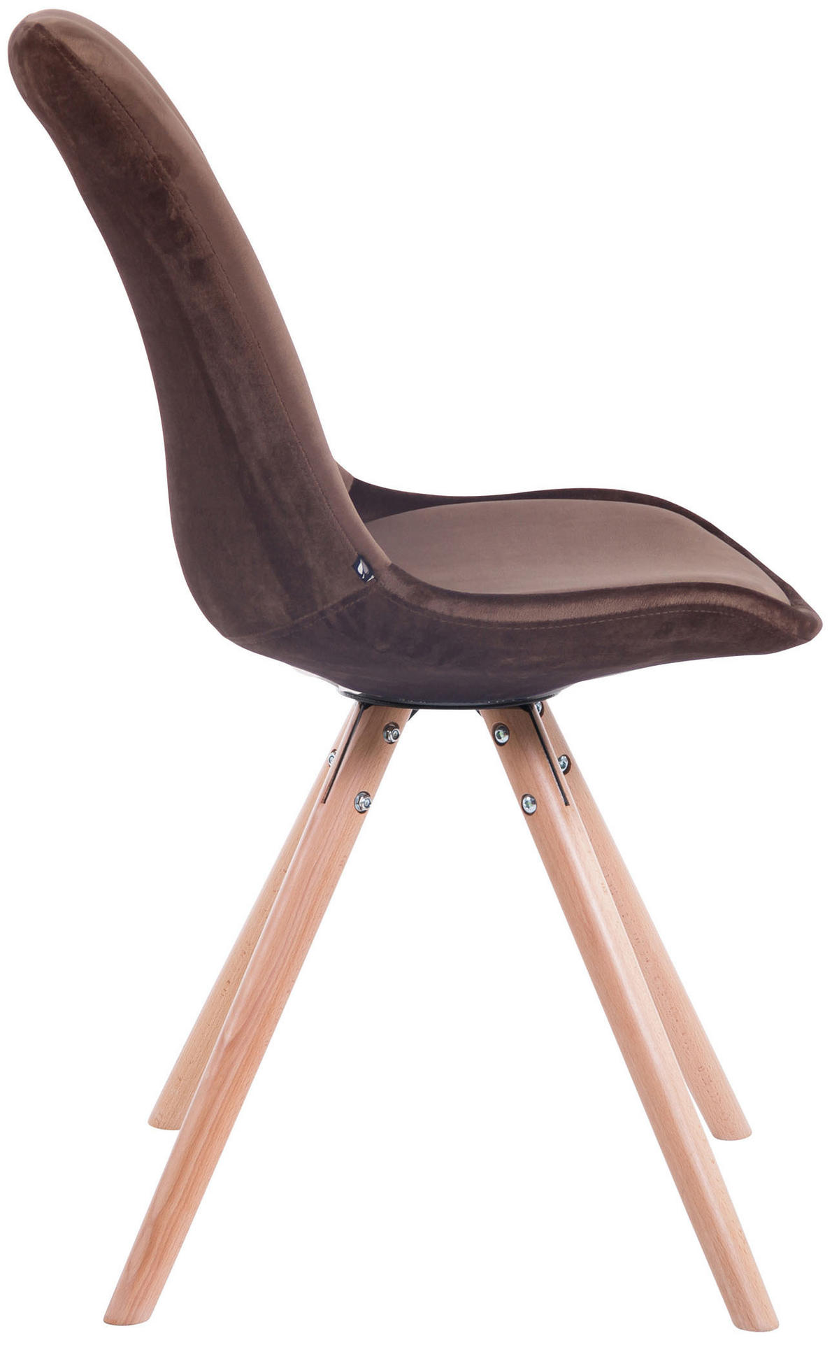 STUHL 4er Set Samt braun - Eukalyptusholzfarben/Braun, Holz/Textil (48/84/56cm) - CLP