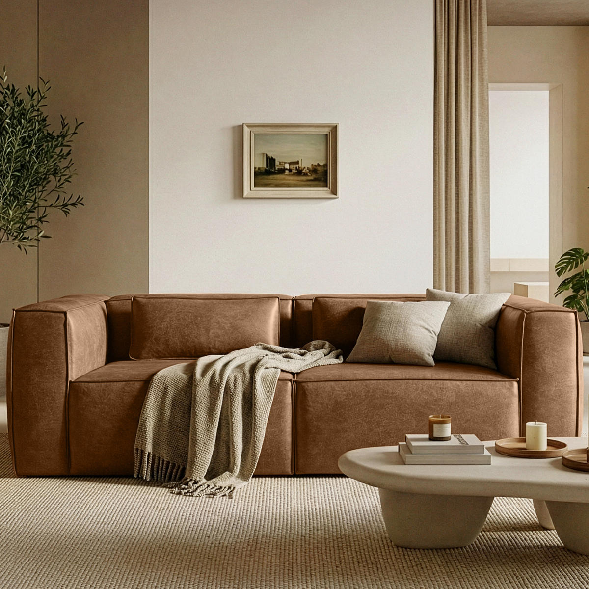 3-SITZER SOFA FEROX, Braun - Braun, Holz/Holzwerkstoff (240/73/96cm) - KONSIMO®