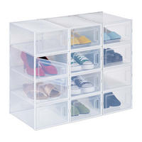 12XSCHUHBOXEN - Transparent, Kunststoff (23/14.5/33.5cm) - Relaxdays
