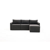 ECKSCHLAFSOFA mit Hocker - Anthrazit/Schwarz, Kunststoff/Textil (230/180cm) - myHomelando