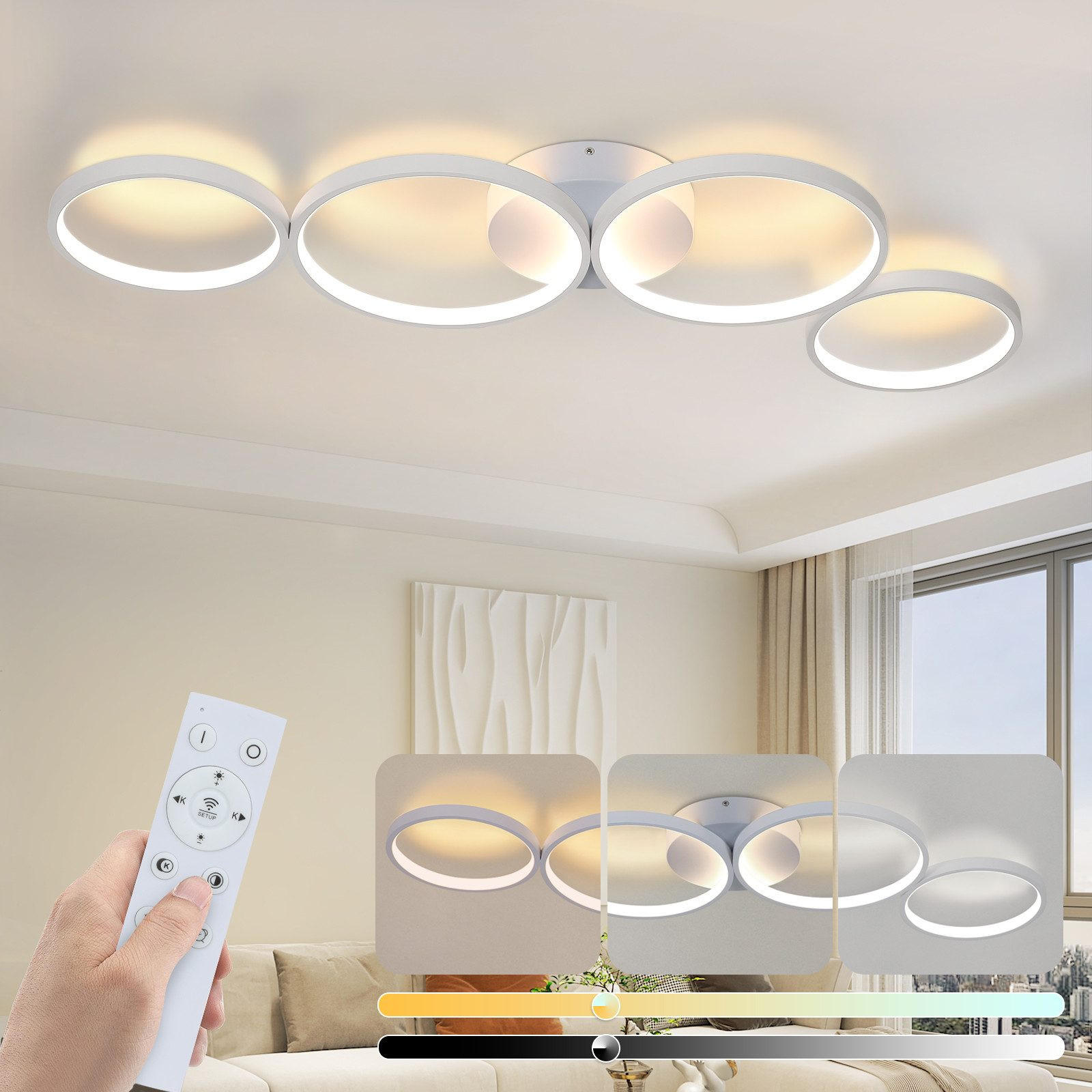 LED-DECKENLEUCHTE Maltby 100/35.5/5.8 cm - Weiß, Metall (35.5/100/5.8cm) - Nettlife