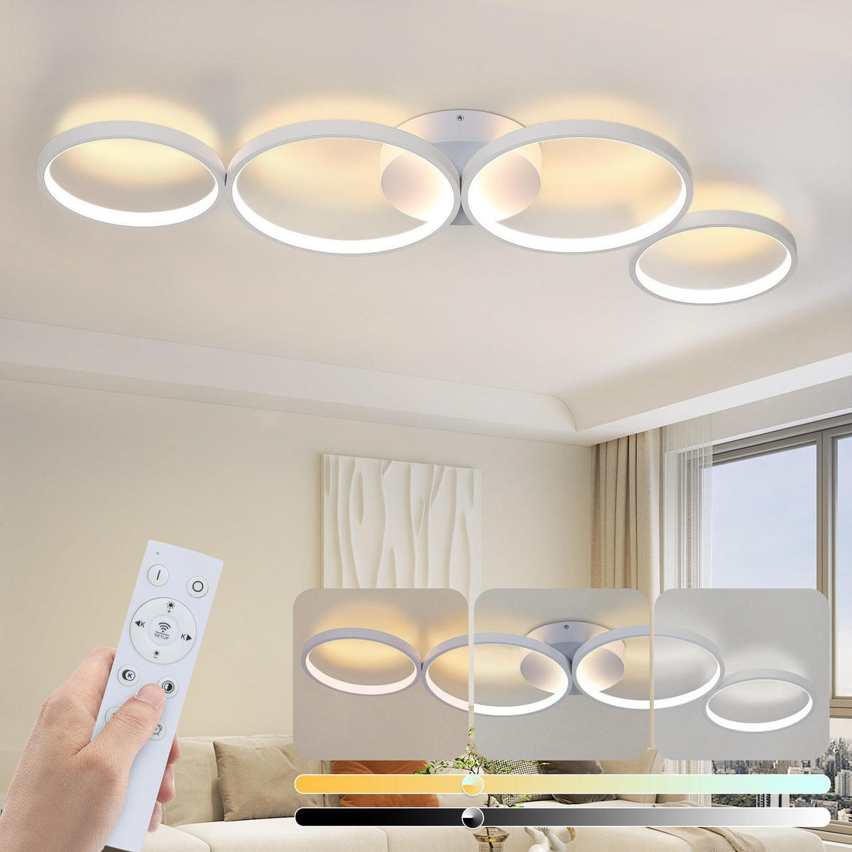 LED-DECKENLEUCHTE Maltby 100/35.5/5.8 cm - Weiß, Metall (35.5/100/5.8cm) - Nettlife