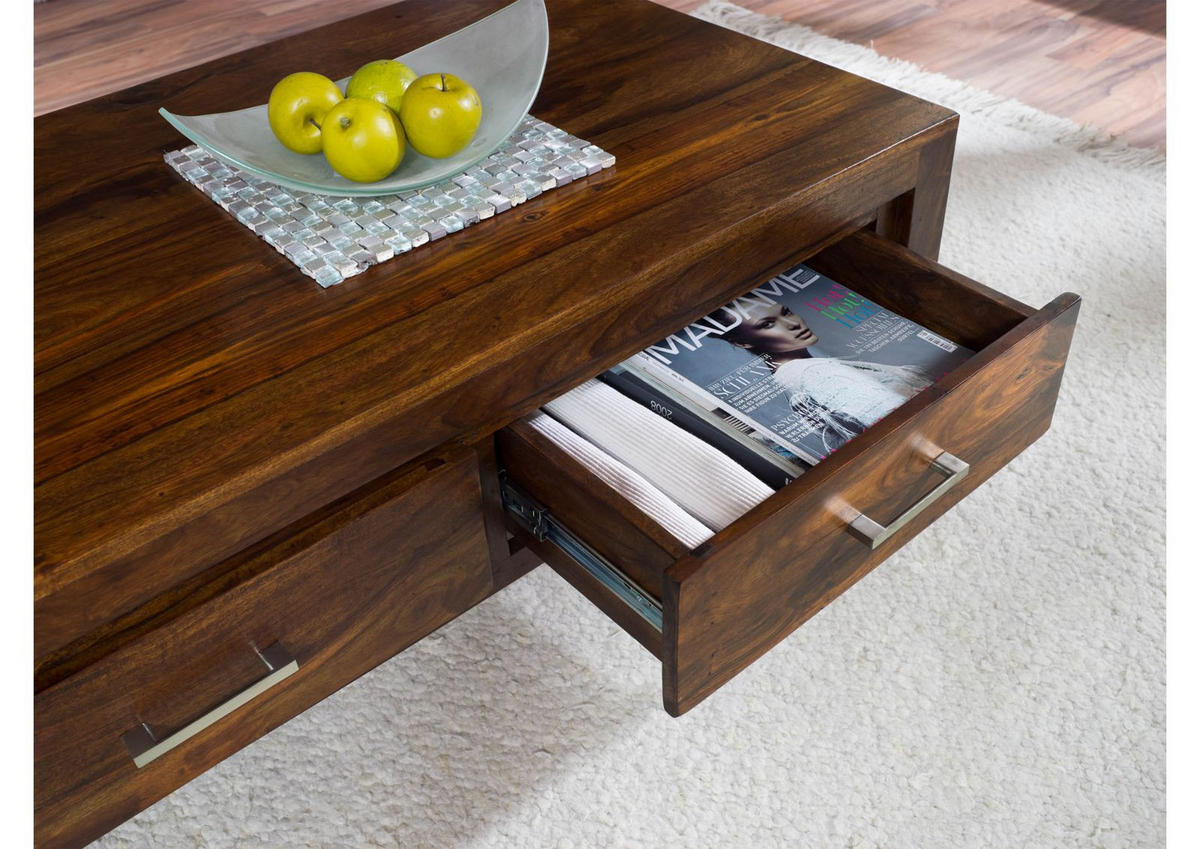 COUCHTISCH Sheesham 115x65x45 braun lackiert METRO LIFE #105 - Braun, Holz (115/65/45cm) - Massivmoebel24