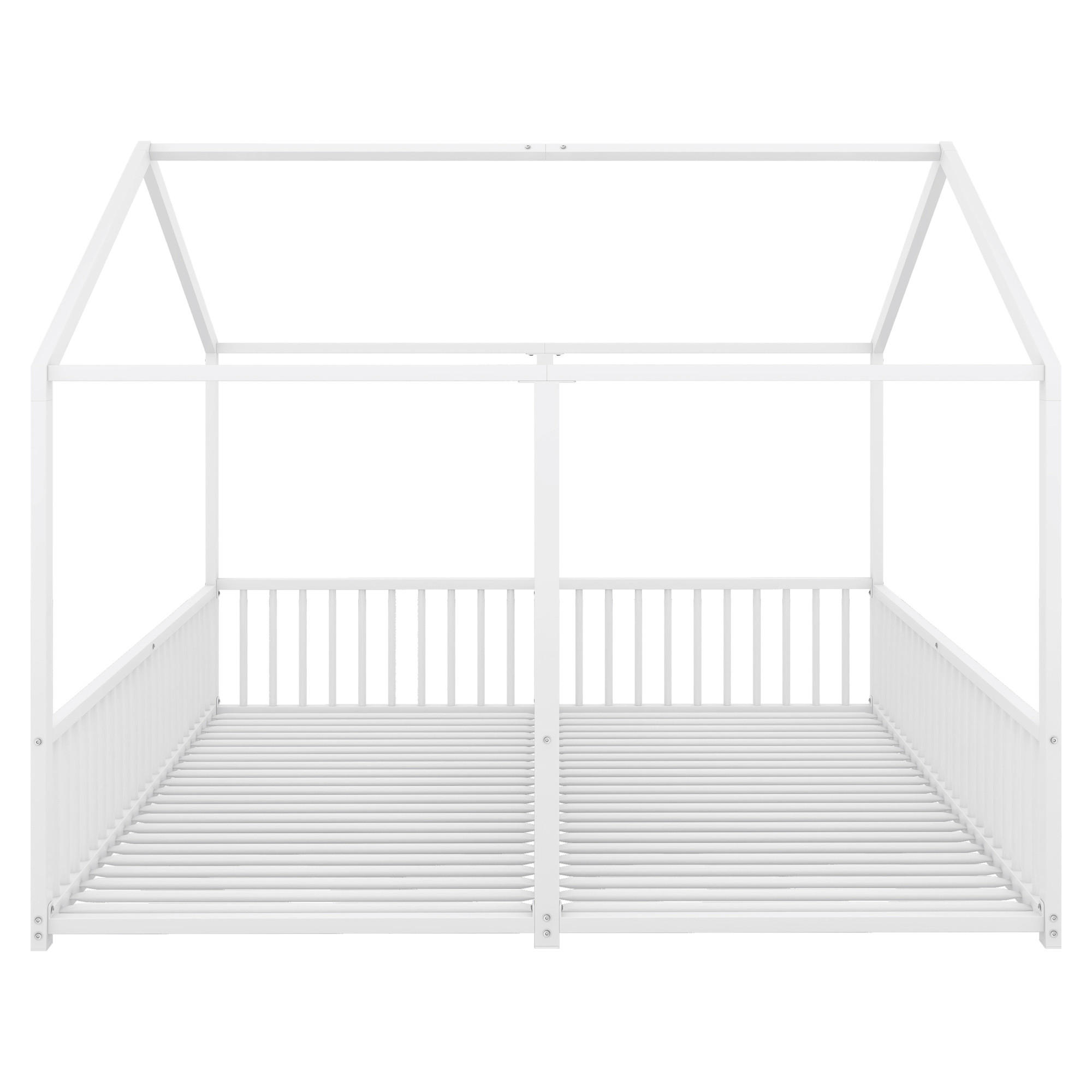 HAUSBETT 90x200cm in Weiß，Doppelbett Design - Weiß, Metall (90/200cm) - KOMHTOM