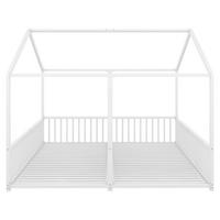 HAUSBETT 90x200cm in Weiß，Doppelbett Design - Weiß, Metall (90/200cm) - KOMHTOM