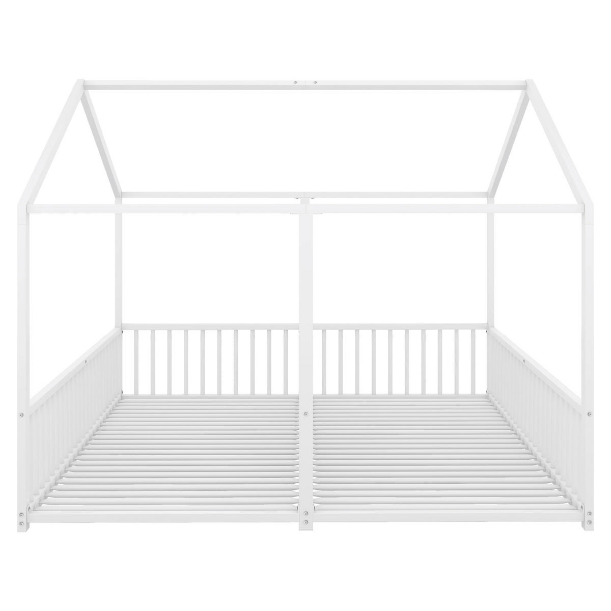 HAUSBETT 90x200cm in Weiß，Doppelbett Design - Weiß, Metall (90/200cm) - KOMHTOM