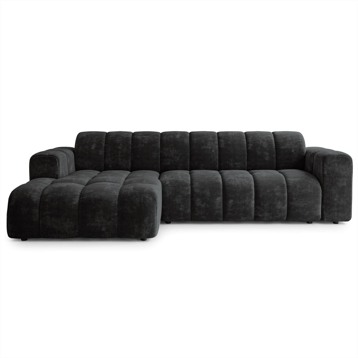 ECKSOFA SETIA LM L-S Schwarz Chenille - Schwarz, Holzwerkstoff (304/165cm) - MASSENO