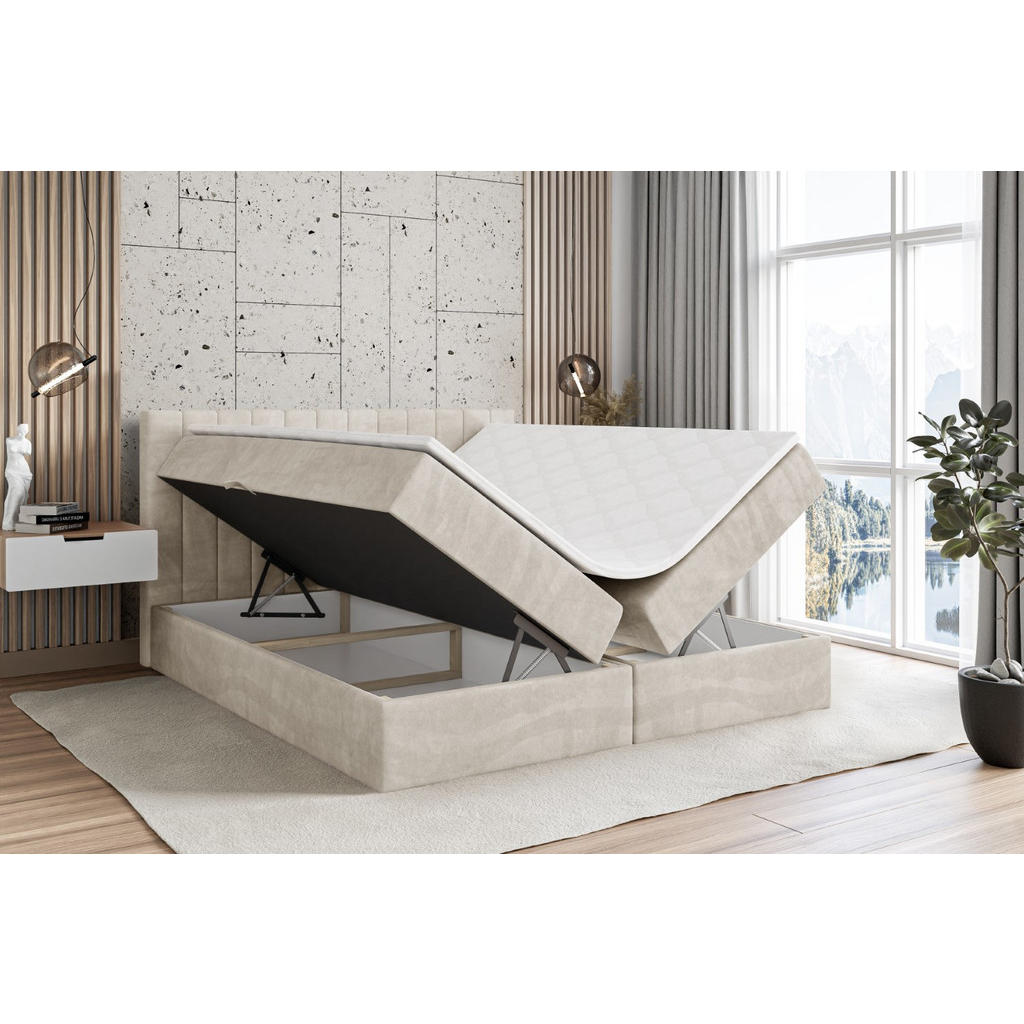 Thumbnail - Altdecor Boxbett, Beige, Holzwerkstoff, Höhe ca. 20 cm, 200x200 cm, Schlafzimmer, Betten, Boxspringbetten