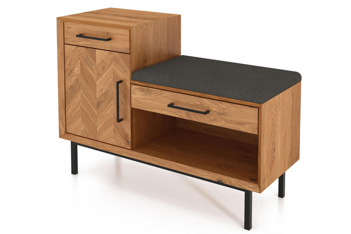 HALLENBANK LEON Wildeiche - Wildeiche, Holz (97/70/36cm) - byoak