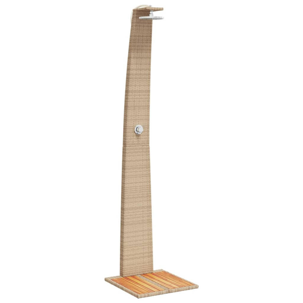 GARTENDUSCHE Beige 55/60/224 Cm Poly Rattan Und Akazienholz - Beige, Holz (55/224/60cm) - vidaXL