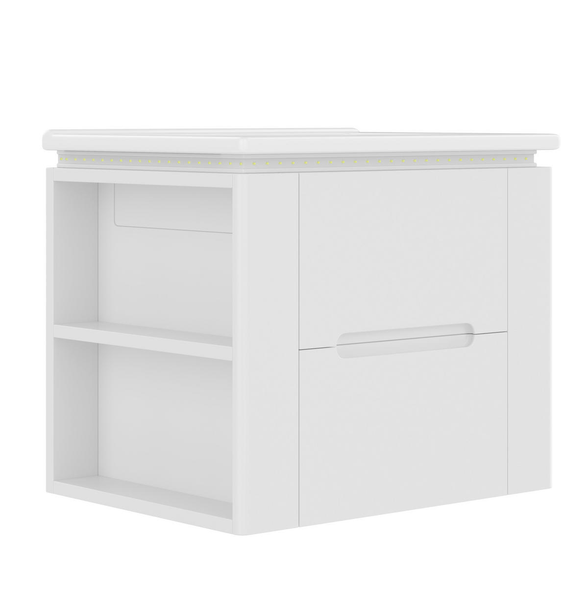 WASCHTISCHKOMBI 60/46/48,5 cm in Weiß mit LED-Sensorleuchte und 2 Schubladen - Weiß, Holzwerkstoff (61/48.5/46cm) - BEAOK
