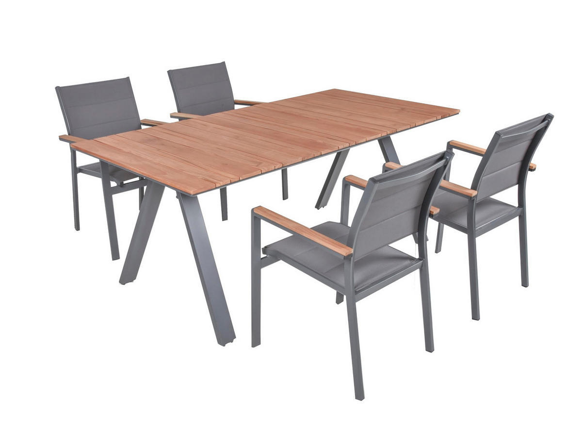 GARTEN-SITZGRUPPE Heike 5-teilig Gartenmöbel-Set - Hellbraun, Holz - DELUKE