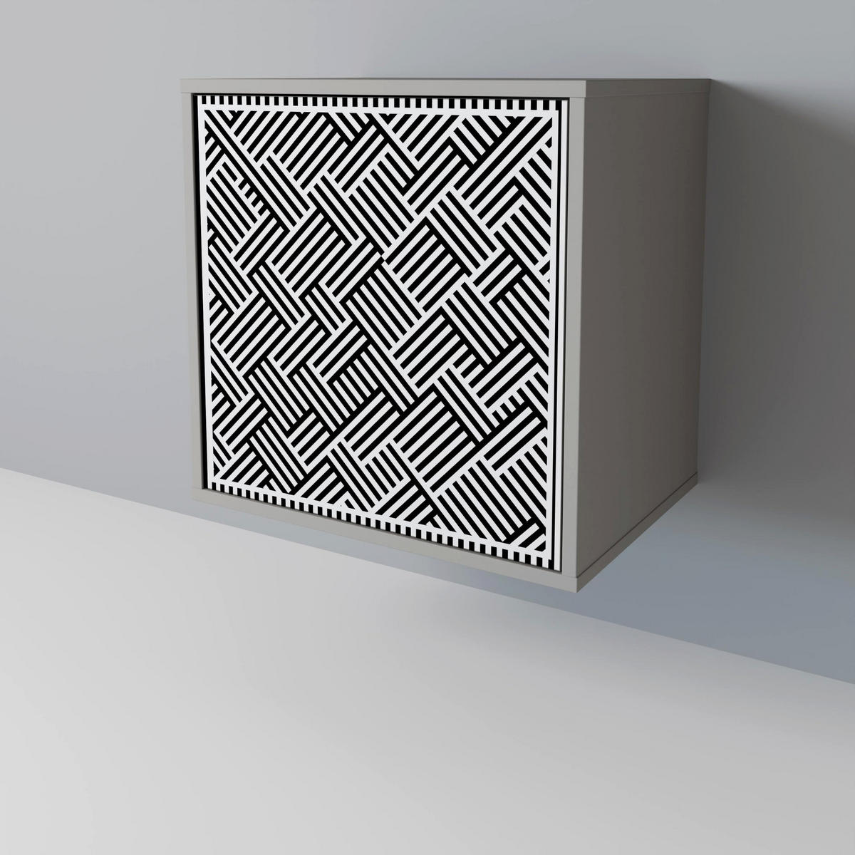 SIDEBOARD TEMPORARY SEQUENCE, Grau, 57,5x42x67,5 cm, Schwarze Metall-Rahmenfüße - Multicolor/Schwarz, Holzwerkstoff/Metall (57.5/67.5/42cm) - SpaceRebels