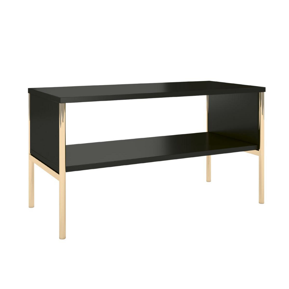 COUCHTISCH Polka, Schwarz, Goldene Details - Goldfarben/Schwarz, Holzwerkstoff/Metall (37/80/44cm) - Skandica