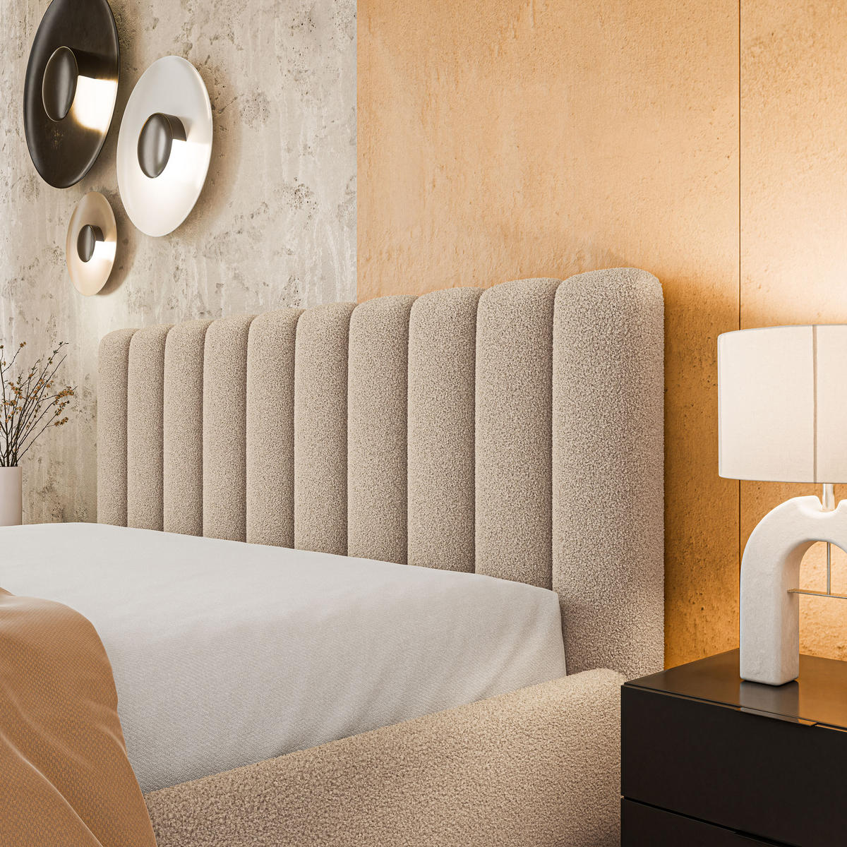 POLSTERBETT DINESE Q 180x200 cm mit Bettkästen - Beige - Beige, Holz (180/200cm) - MASSENO