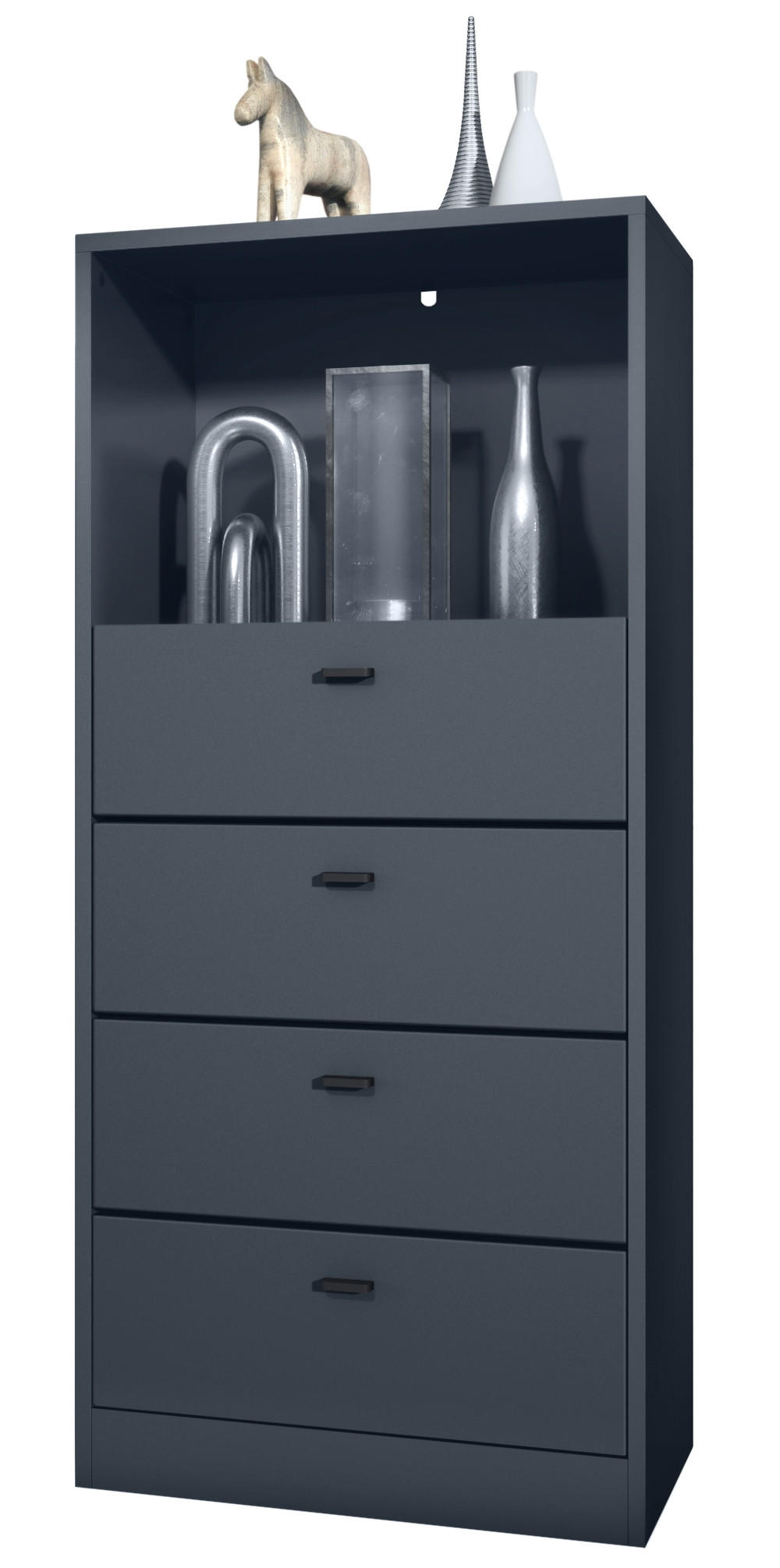 KOMMODE Pino Fronten in Anthrazit matt - Dunkelgrau/Anthrazit, Holzwerkstoff (56/125/36cm) - Vladon