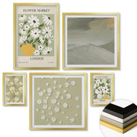 WANDBILDER 5er Set - 50x50 cm & 20x30 cm & 40x60 cm Goldrahmen - Florale Abstraktionen im Boho-Stil - Goldfarben, Kunststoff (40/60cm) - ArtPrintCave